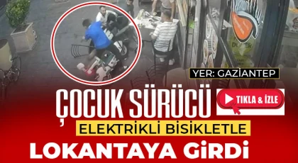 Elektrikli bisiklet yemek yiyenlerin arasına daldı