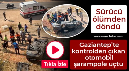 Gaziantep'te 5 metreden şarampole uçan otomobilin sürücüsü yaralandı
