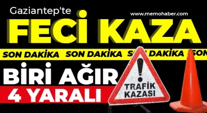 Gaziantep'te trafik kazası: Biri ağır 4 yaralı 