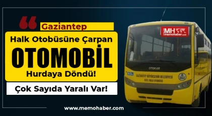 Halk otobüsüne çarptı Otomobil hurdaya döndü!
