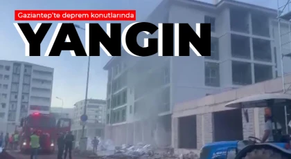 Yapımı devam eden deprem konutundaki yangın söndürüldü