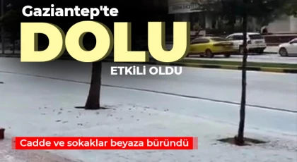 Gaziantep'te dolu etkili oldu: Cadde ve sokaklar beyaza büründü