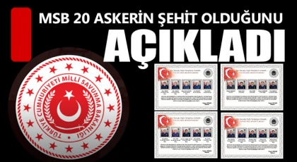 MSB 20 askerin şehit olduğunu açıkladı