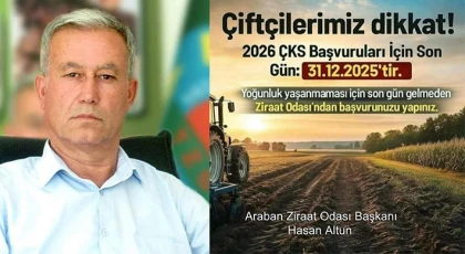 Arabanlı çiftçilere, 2026 Yılı ÇKS Başvuruları uyarısı