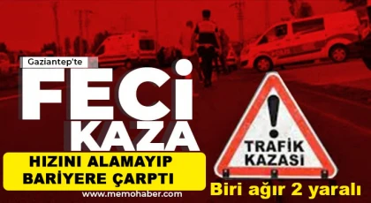 Hızını alamayıp bariyere çarptı Biri ağır 2 yaralı