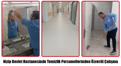 Nizip Devlet Hastanesinde Temizlik Personellerinden Özverili Çalışma