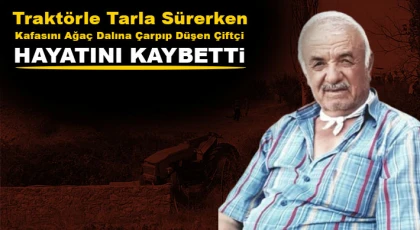 Traktörle tarla sürerken kafasını ağaç dalına çarpıp düşen çiftçi hayatını kaybetti