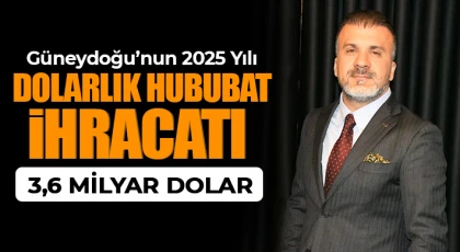 Güneydoğu’nun 2025 yılı dolarlık hububat ihracatı 3,6 milyar dolar
