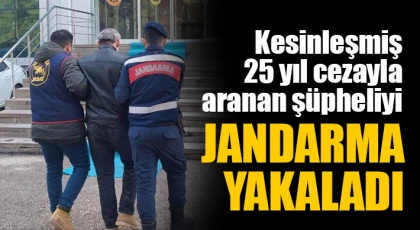 Kesinleşmiş 25 yıl cezayla aranan şüpheliyi jandarma yakaladı