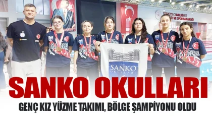 SANKO Okulları genç kız yüzme takımı, bölge şampiyonu oldu