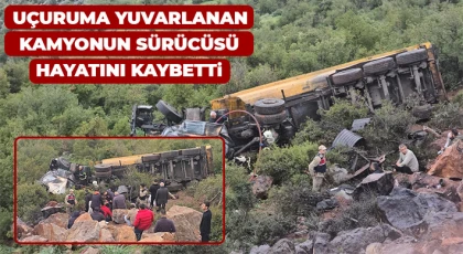 Uçuruma yuvarlanan kamyonun sürücüsü öldü