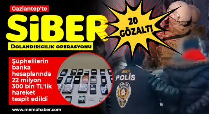 Gaziantep'te siber dolandırıcılık operasyonu: 20 gözaltı