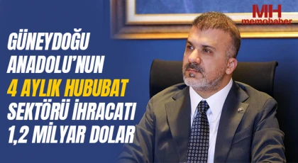 Güneydoğu Anadolu’nun 4 aylık hububat sektörü ihracatı 1,2 milyar dolar