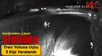 Kontrolden çıkan otomobil tren yoluna uçtu, 3 kişi yaralandı