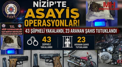 Nizip’te Asayiş Operasyonları: 43 Şüpheli Yakalandı, 23 Aranan Şahıs Tutuklandı