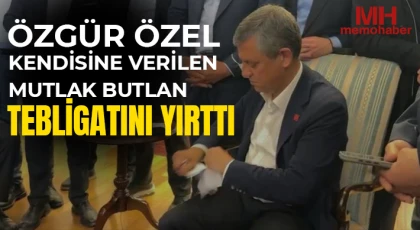 Özgür Özel kendisine verilen mutlak butlan tebligatını yırttı