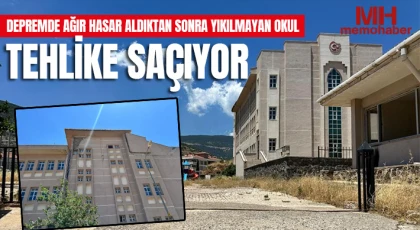 Depremde ağır hasar aldıktan sonra yıkılmayan okul tehlike saçıyor