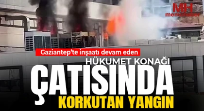  İnşaatı devam eden hükumet konağı çatısında korkutan yangın