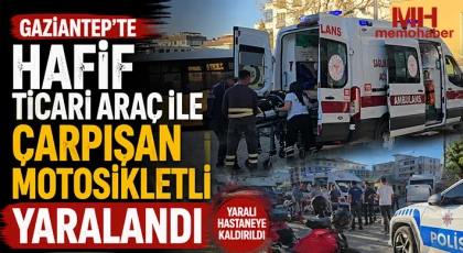Gaziantep'te hafif ticari araç ile çarpışan motosikletli yaralandı