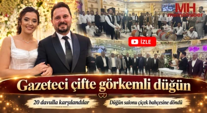 Gazeteci çifte görkemli düğün: 20 davulla karşılandılar