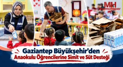 Gaziantep Büyükşehir’den Anaokulu Öğrencilerine Simit ve Süt Desteği