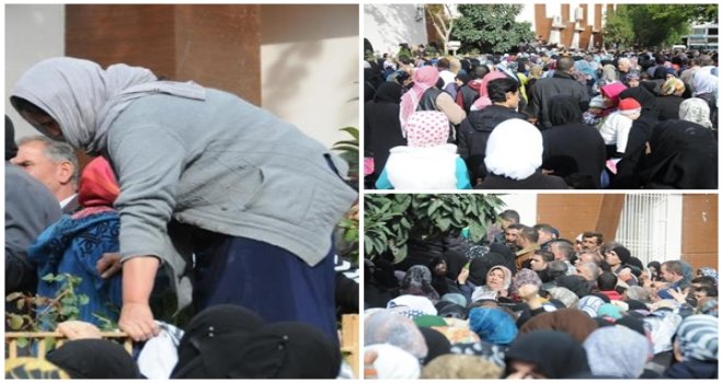 GAZİANTEP'TE YARDIM İÇİN BİRBİRİNİ EZDİLER!..