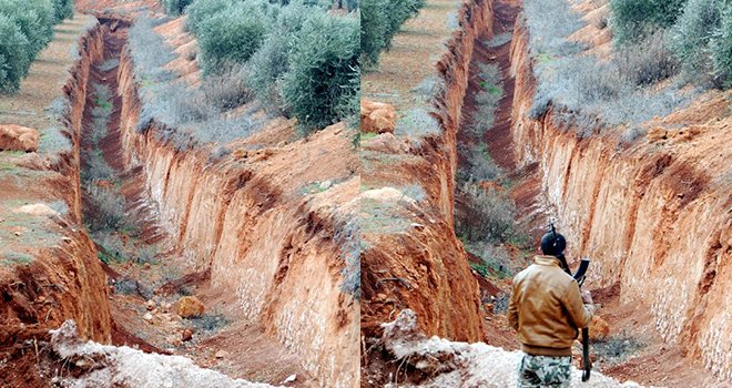 Afrin’de teröristler 5 kilometrelik hendek kazmış