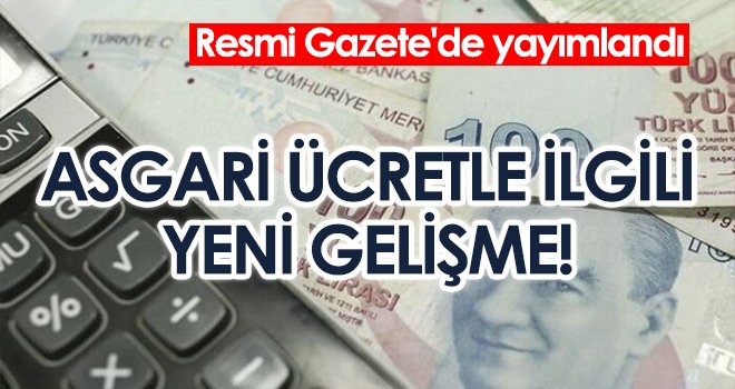 Asgari Ücret Yönetmeliği'nde değişiklik Resmi Gazete’de
