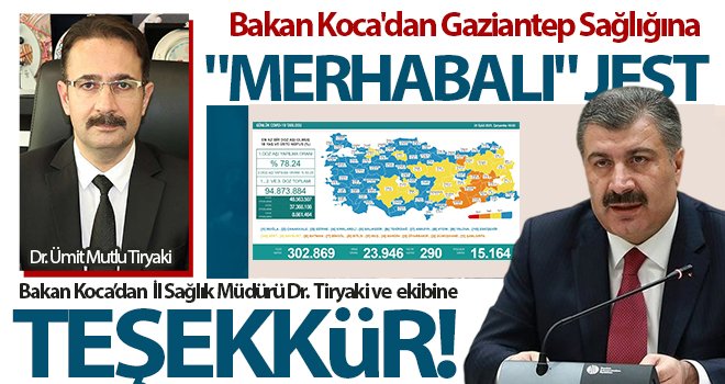 Bakan Koca'dan Gaziantep'e özel teşekkür...