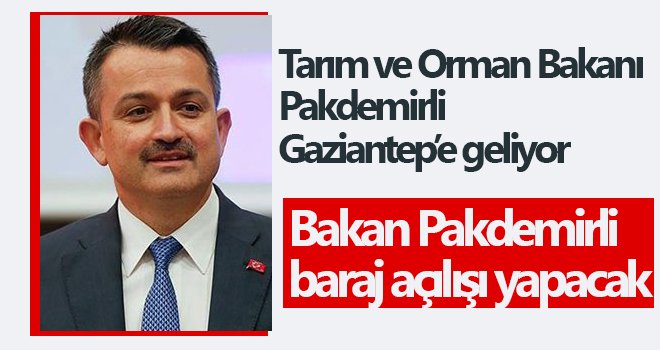 Bakan Pakdemirli baraj açılışı yapacak