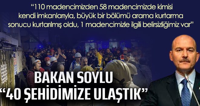Bakan Soylu: 40 şehidimize ulaştık