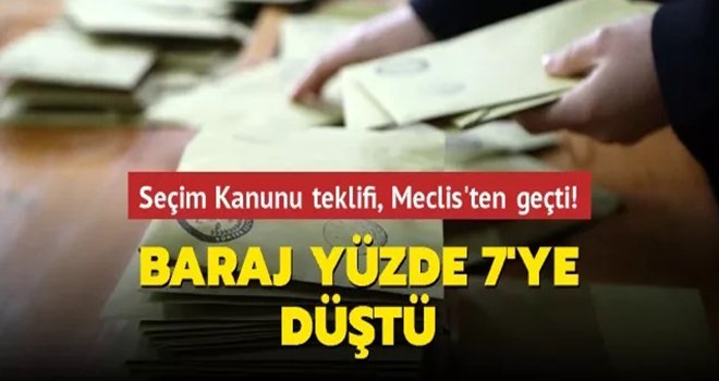Milletvekili Seçim Kanun Teklifi kabul edildi ve yasalaştı