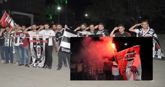 Beşiktaşlılardan Gaziantep'te asker selamlı kutlama