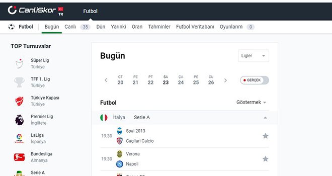 Bugünkü futbol maçlarının detaylı programı