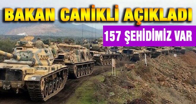 Canikli açıkladı: 41'i TSK mensubu 157 şehidimiz var