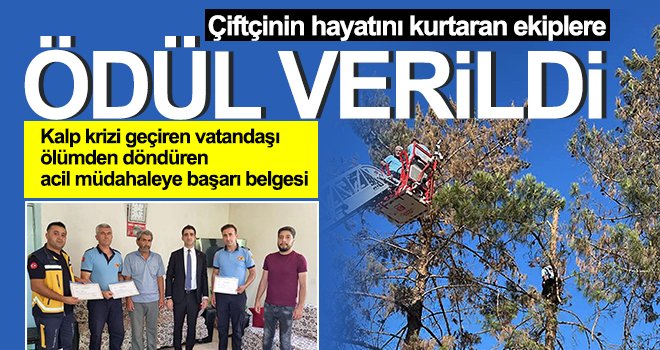 Çiftçinin hayatını kurtaran ekiplere ödül verildi