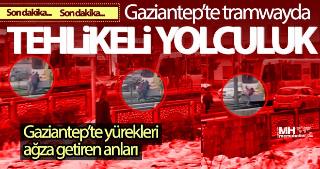 Çocukların tramwayla tehlikeli yolculuğu kamerada 