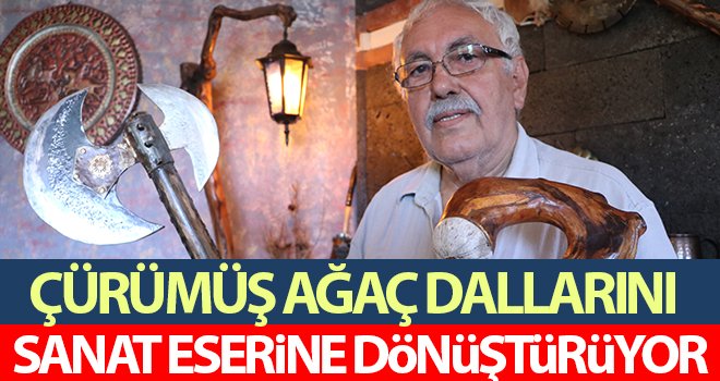 Çürümüş ağaç dallarını sanat eserine döndürüyor