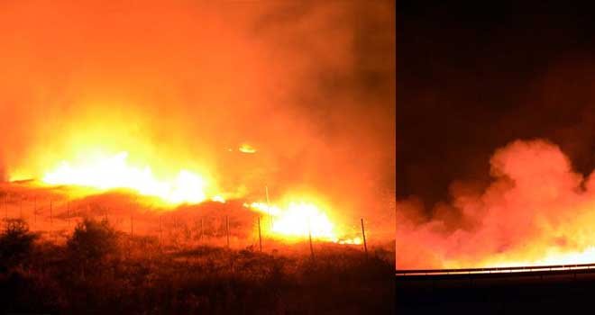 Dağlık Arazide Korkutan Yangın