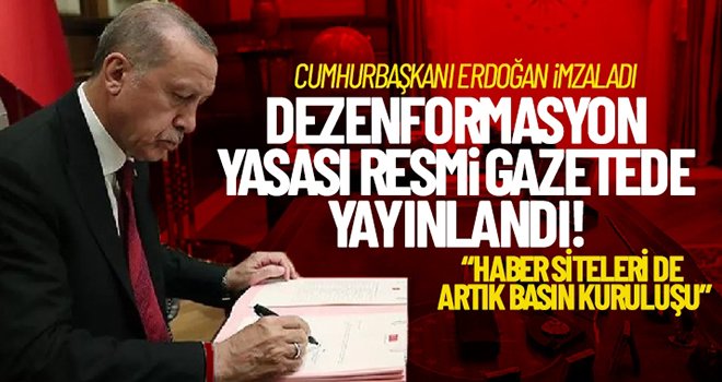 Dezenformasyon yasası, Resmi Gazete'de yayımlandı