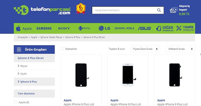 En Avantajlı İphone 8 Plus Ekran Fiyatı Telefon Parçası'nda!
