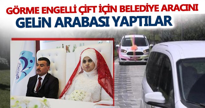Engelli çiftin düğün aracı belediyeden 