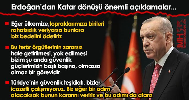 Erdoğan’dan Katar dönüşü önemli açıklamalar...