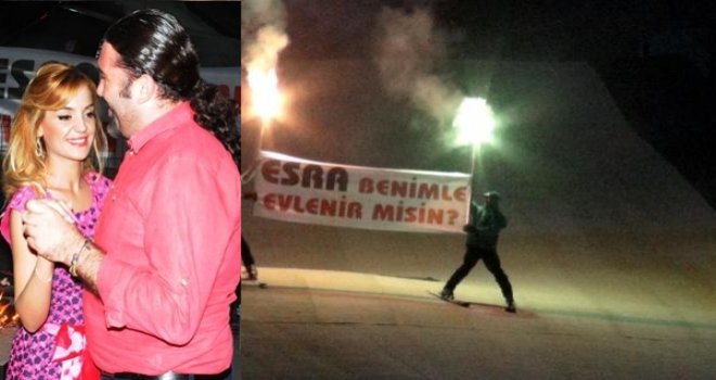 Erikçe Kayak Merkezinde sürpriz evlilik teklifi