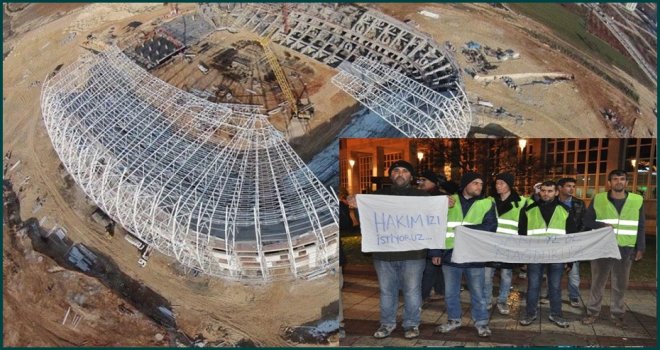Gaziantep Arena Stadı İşçilerinin Maaş Eylemi