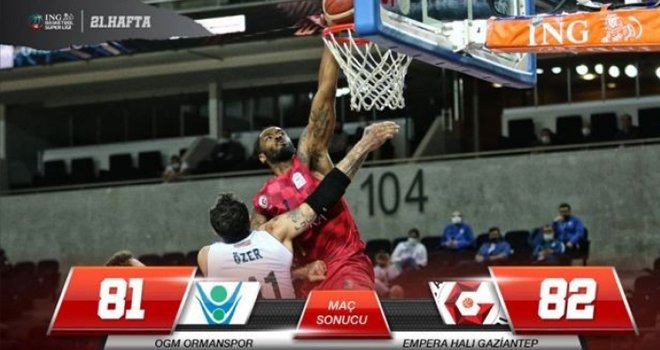 Gaziantep Basketbol Ormanspor'u bir sayı farkla yendi