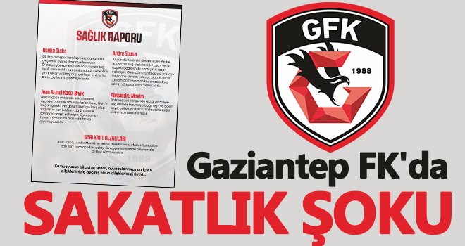 Gaziantep FK'da sakatlık şoku