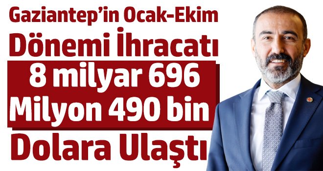 Gaziantep ihracatında Ekim rekoru