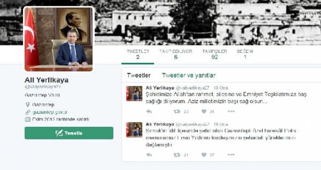 Gaziantep Valisi Adına Sahte Hesap Açtılar