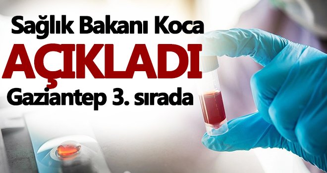 Sağlık Bakanı Koca korona virisünü açıkladı, Gaziantep 3.sırada